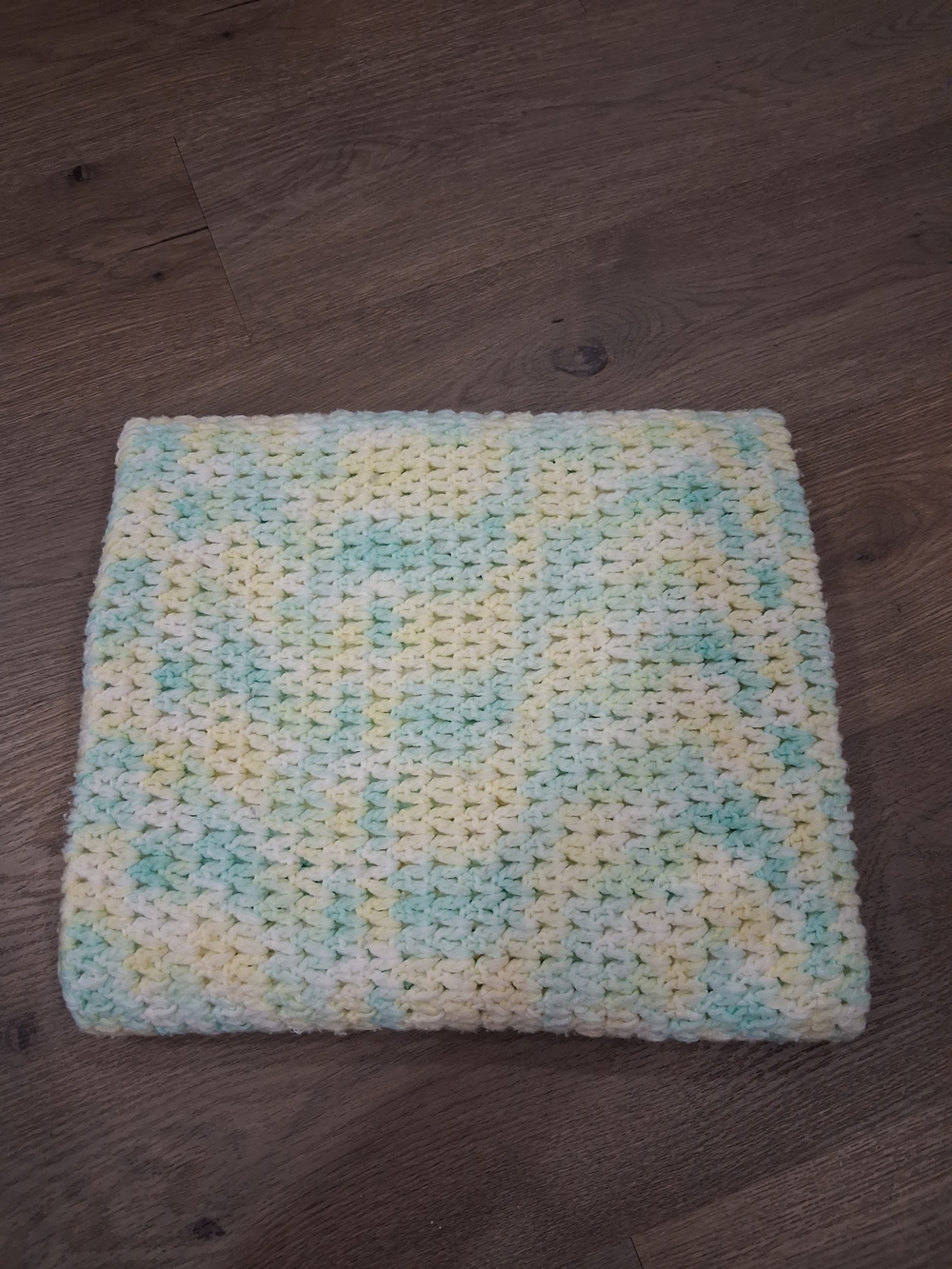 Handmade Multicolor Crochet Throw Blanket - Soft Pastel Yellow & Mint